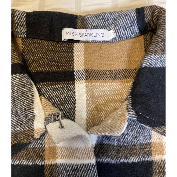Miss Sparkling Jacket Shacklet Plaid Button-Up Jacket, S - Picture 6 of 8